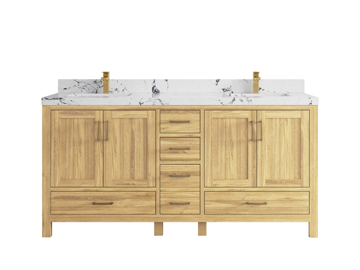 Malibu Teak Wood 72 in. W x 22 in. D Double Sink Bathroom Vanity