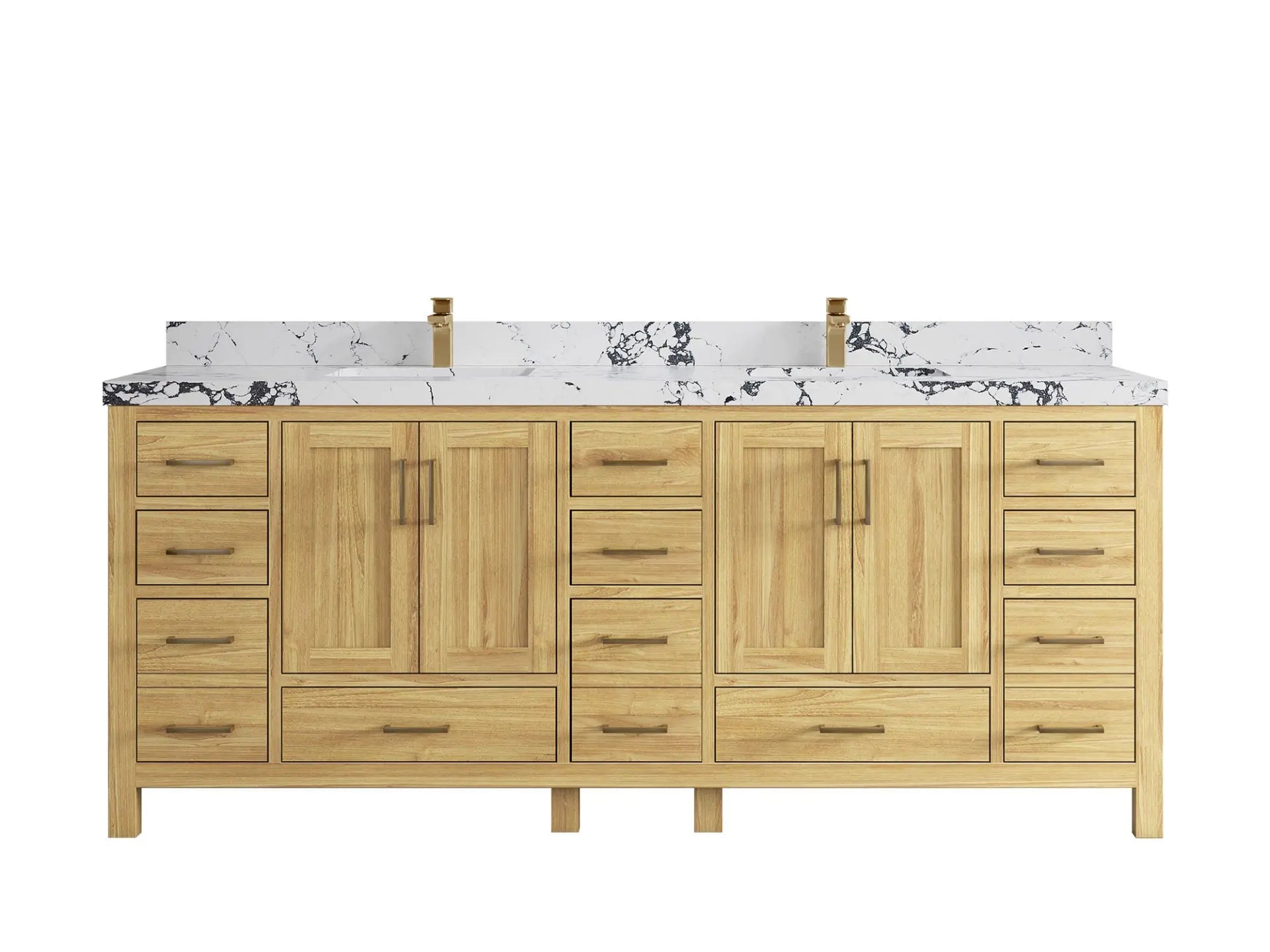 Malibu Teak Wood 84 in. W x 22 in. D Double Sink Bathroom Vanity
