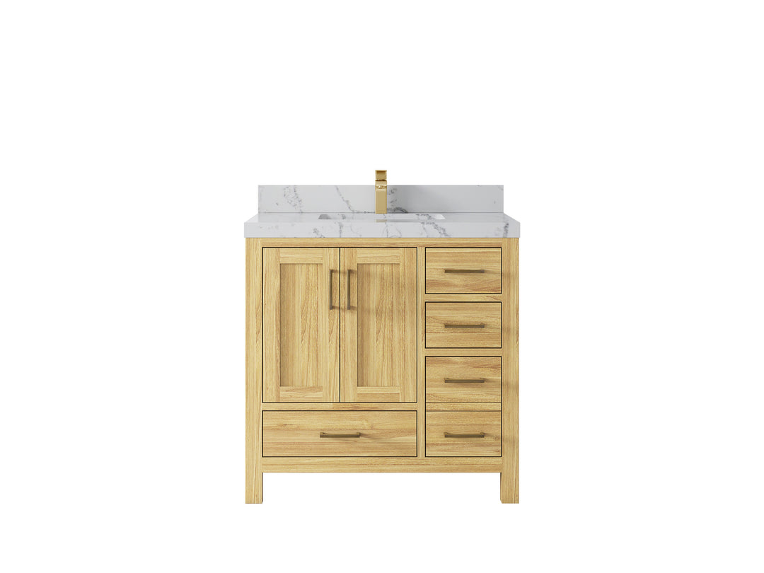 Malibu Teak Wood 36 in. W x 22 in. D Center Sink Bathroom Vanity