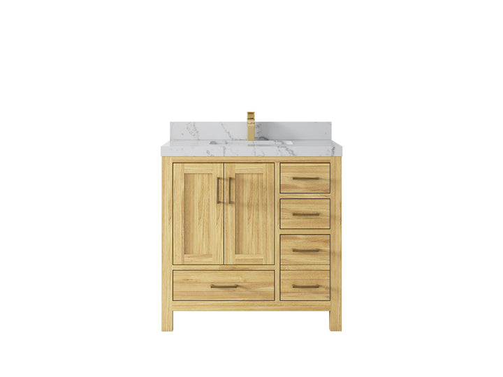 Malibu Teak Wood 36 in. W x 22 in. D Center Sink Bathroom Vanity - photo 47