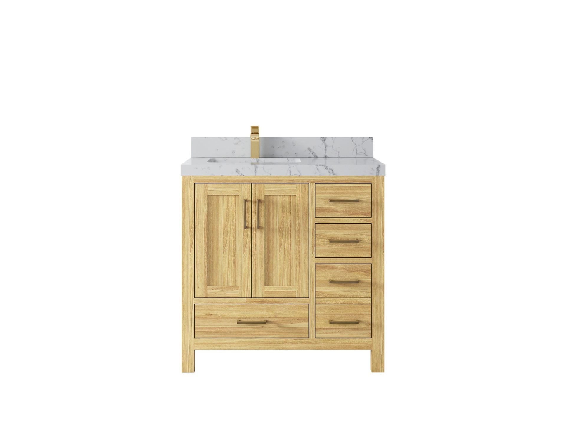 Malibu Teak Wood 36 in. W x 22 in. D Left Offset Sink Bathroom Vanity
