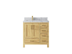 Malibu Teak Wood 36 in. W x 22 in. D Left Offset Sink Bathroom Vanity - photo 46