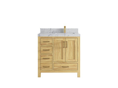 Malibu Teak Wood 36 in. W x 22 in. D Right Offset Sink Bathroom Vanity - photo 45