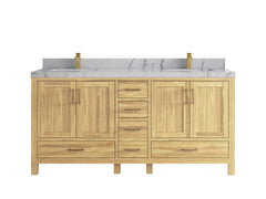 Malibu Teak Wood 72 in. W x 22 in. D Double Sink Bathroom Vanity - photo 46