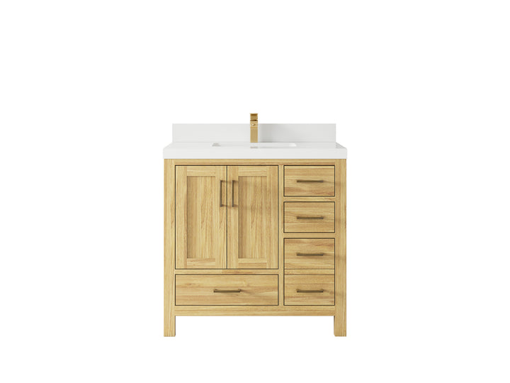 Malibu Teak Wood 36 in. W x 22 in. D Center Sink Bathroom Vanity - photo 13