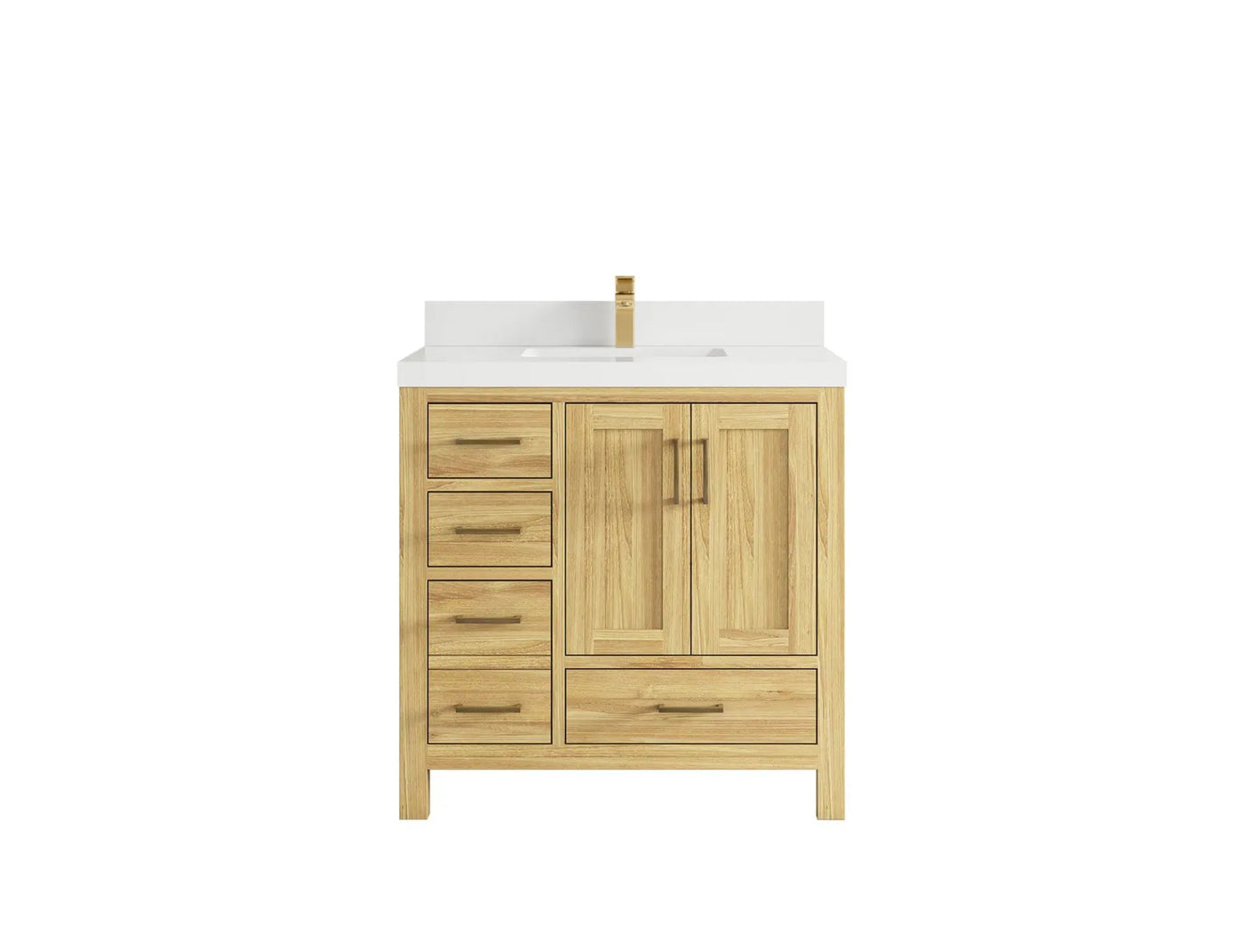 Malibu Teak Wood 36 in. W x 22 in. D Center Sink Bathroom Vanity