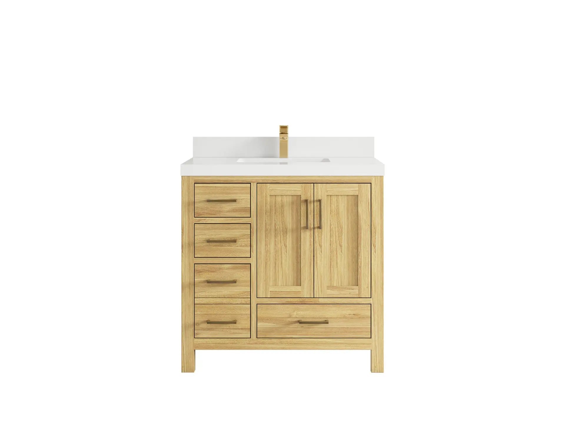 Malibu Teak Wood 36 in. W x 22 in. D Center Sink Bathroom Vanity