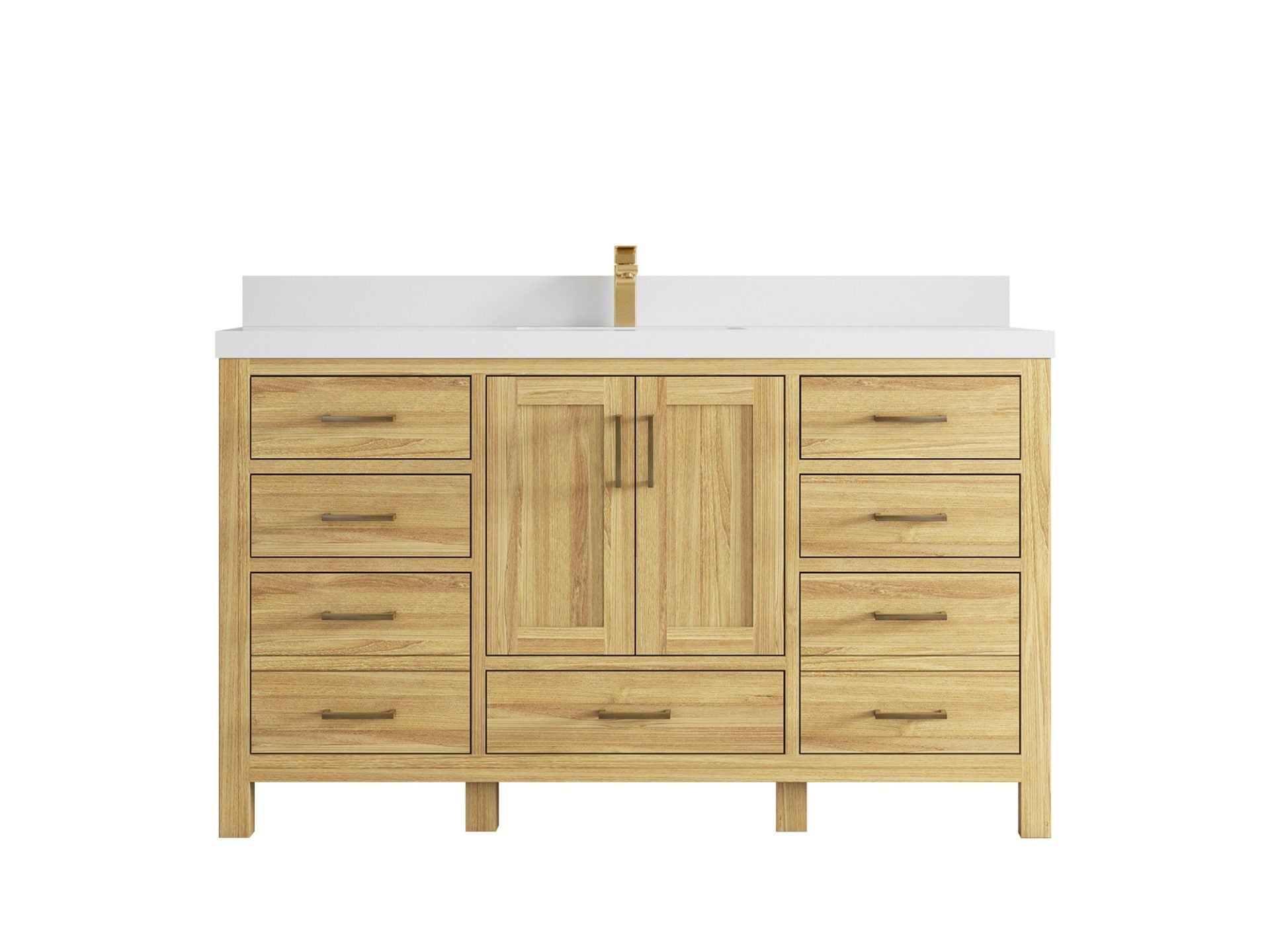 Malibu Teak Wood 60 in. W x 22 in. D Single Sink Bathroom Vanity