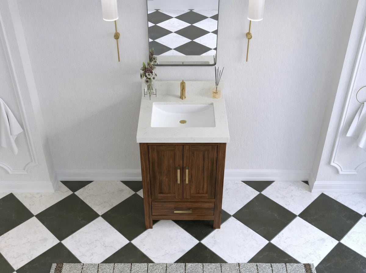 Malibu Teak Wood 24 in. W x 22 in. D Single Sink Bathroom Vanity