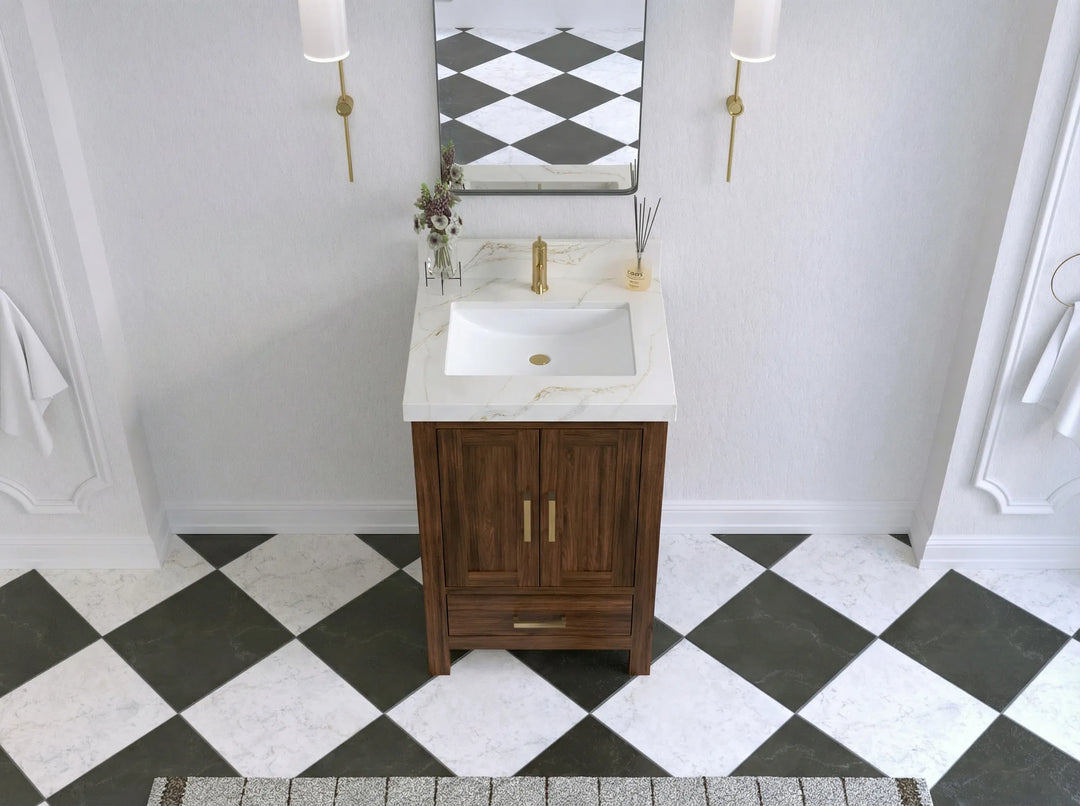 Malibu Teak Wood 24 in. W x 22 in. D Single Sink Bathroom Vanity | 
              
                Dark Walnut Teak
                
                  
             - MLB_TK_WLN_WHQZ_24 - photo №21