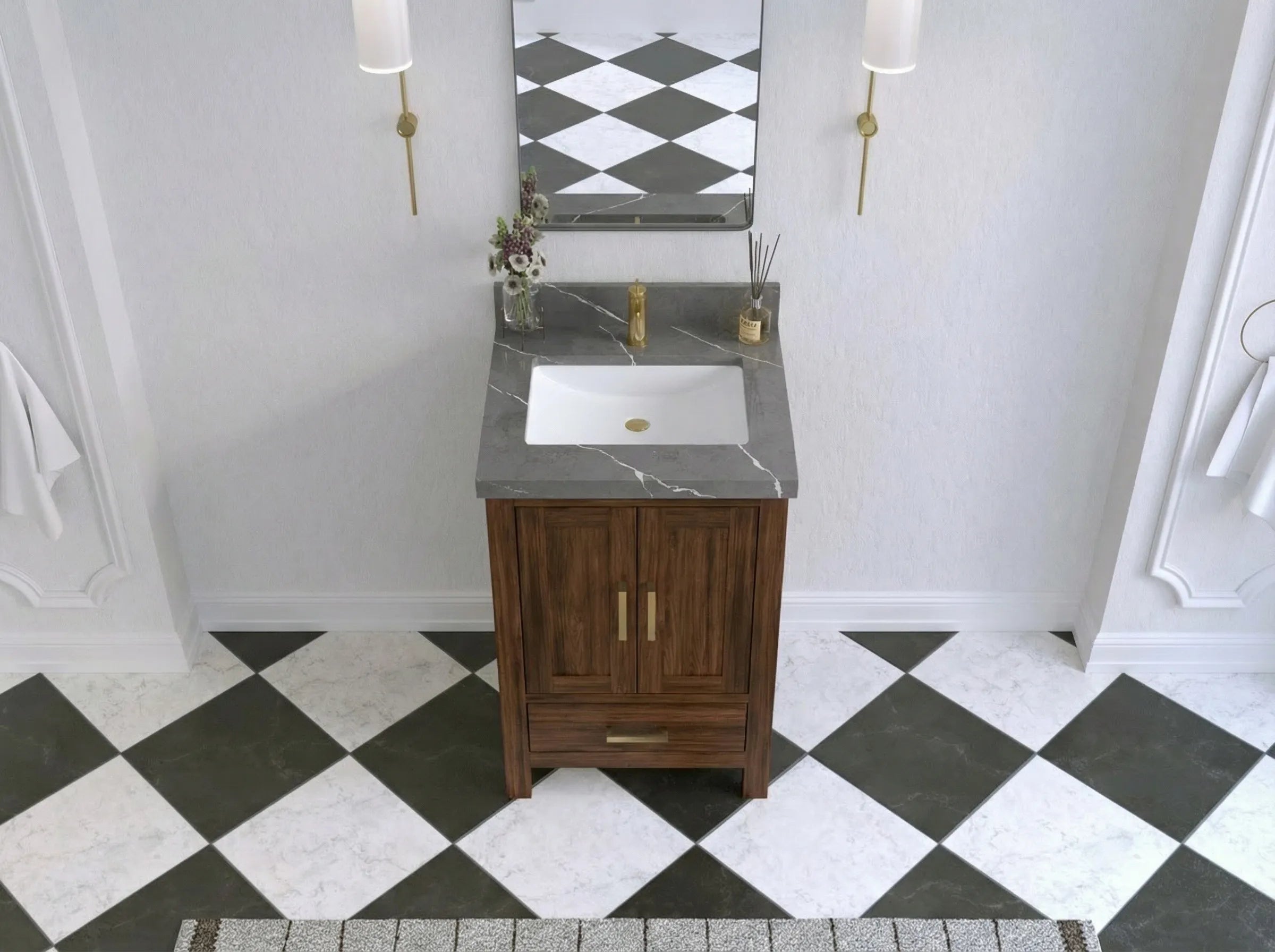 Malibu Teak Wood 24 in. W x 22 in. D Single Sink Bathroom Vanity