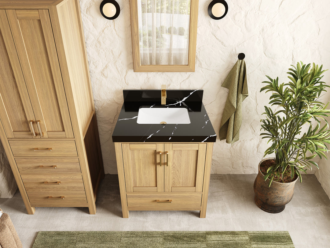Malibu White Oak 30 in. W x 22 in. D Single Sink Bathroom Vanity
