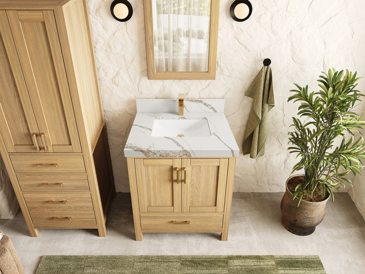Malibu White Oak 30 in. W x 22 in. D Single Sink Bathroom Vanity - photo 13