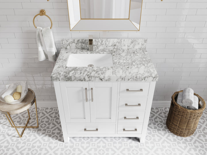 Malibu 36 in. W x 22 in. D Left Offset Sink Bathroom Vanity - photo 10