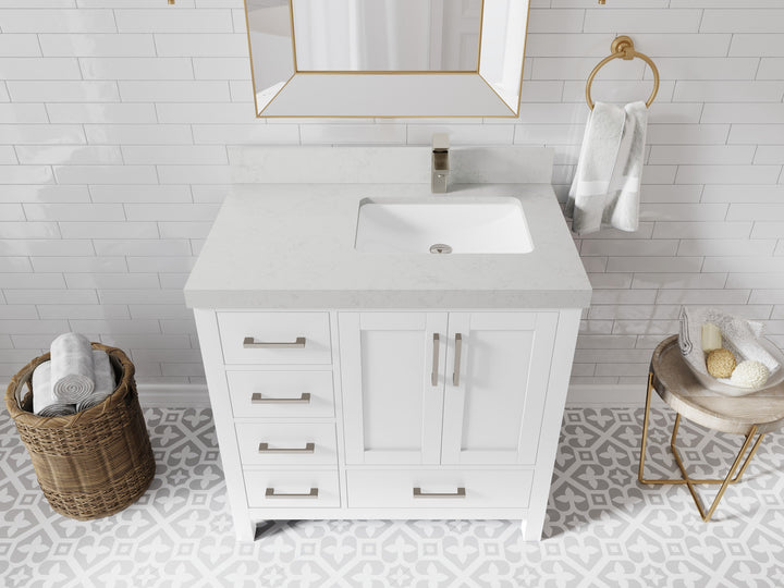 Malibu 36 in. W x 22 in. D Right Offset Sink Bathroom Vanity - photo 26