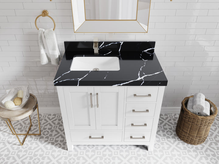 Malibu 36 in. W x 22 in. D Left Offset Sink Bathroom Vanity - photo 8