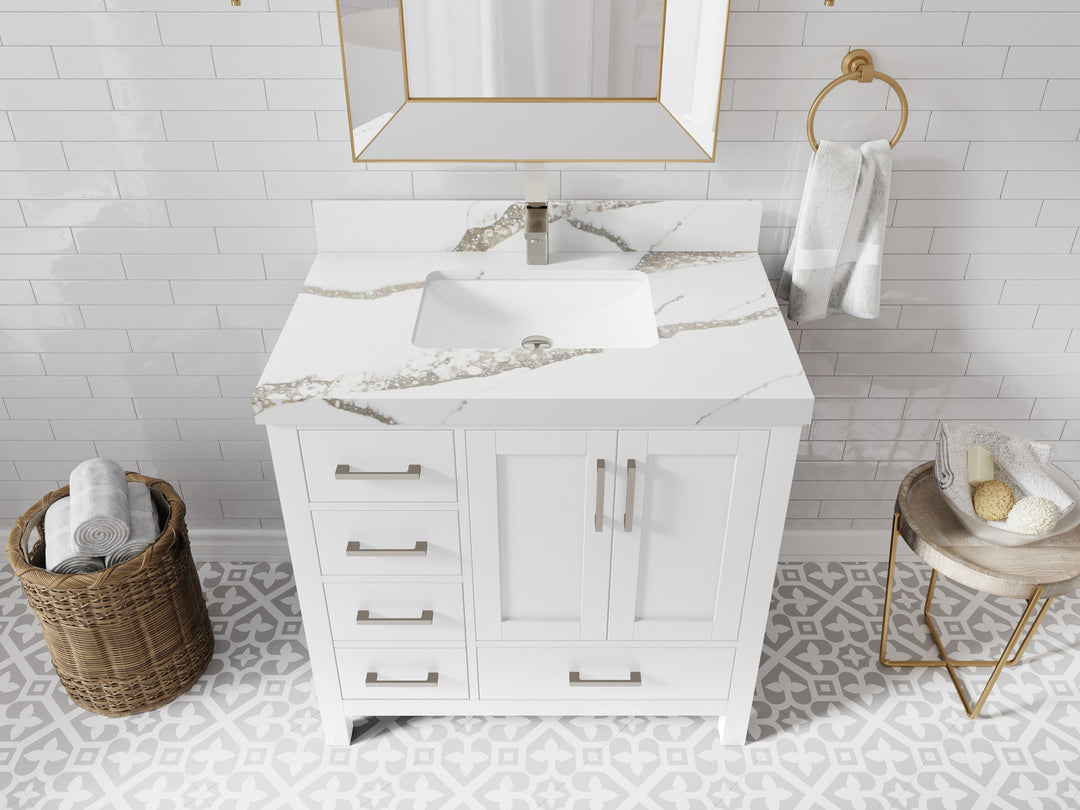 Malibu 36 in. W x 22 in. D Bathroom Vanity Center Sink 2