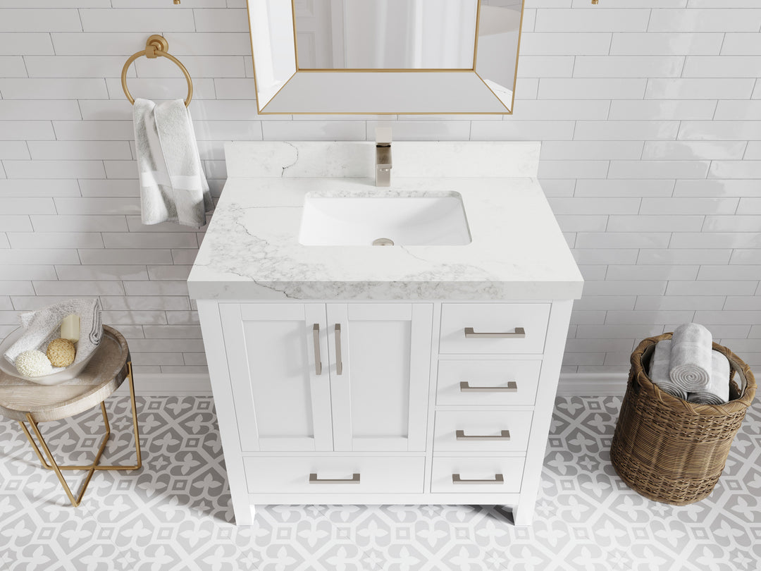 Malibu 36 in. W x 22 in. D Bathroom Vanity Center Sink