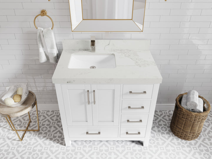Malibu 36 in. W x 22 in. D Left Offset Sink Bathroom Vanity - photo 18