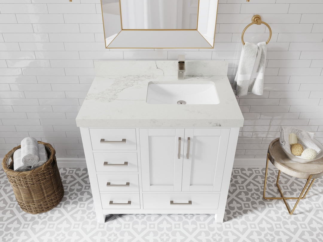 Malibu 36 in. W x 22 in. D Right Offset Sink Bathroom Vanity