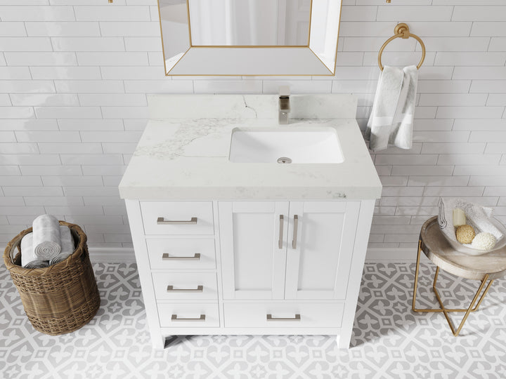 Malibu 36 in. W x 22 in. D Right Offset Sink Bathroom Vanity - photo 14