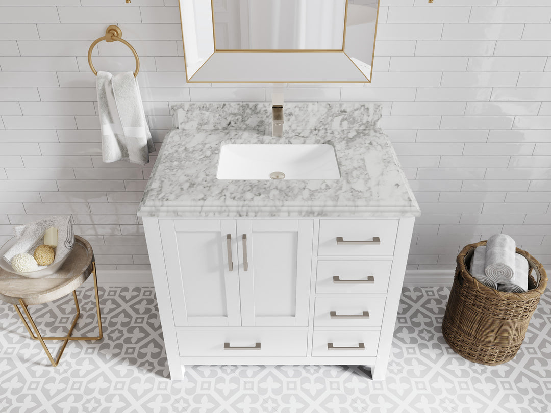 Malibu 36 in. W x 22 in. D Bathroom Vanity Center Sink