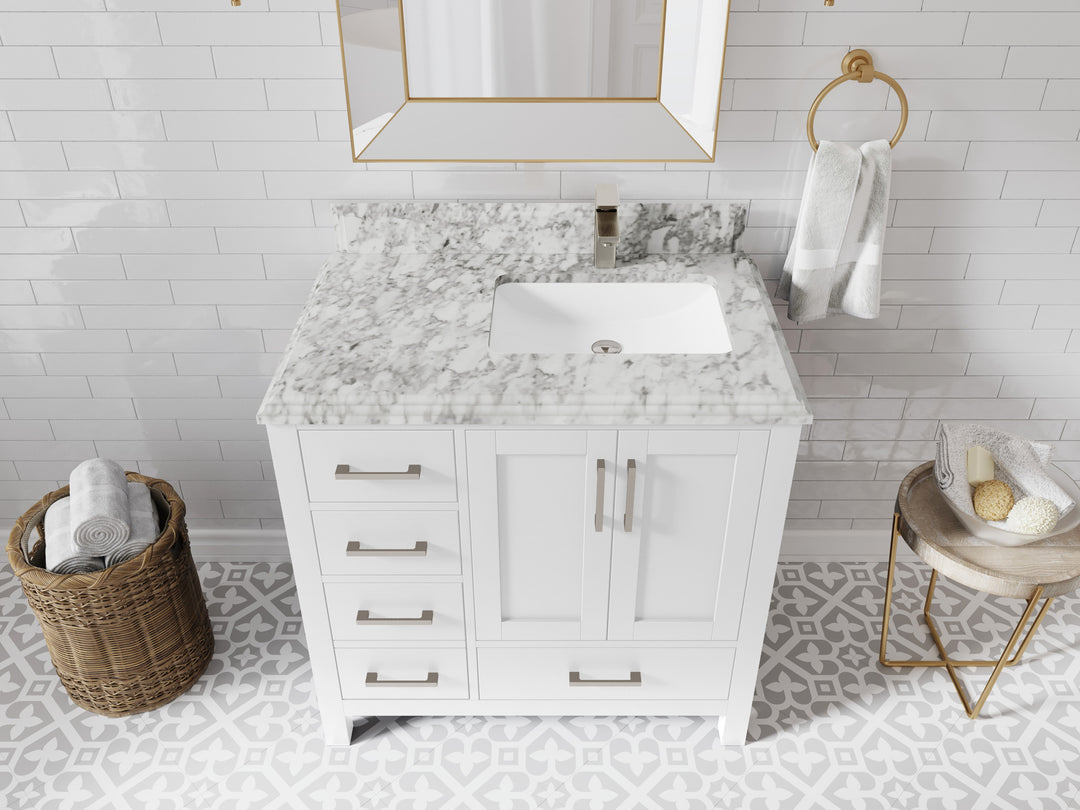 Malibu 36 in. W x 22 in. D Right Offset Sink Bathroom Vanity