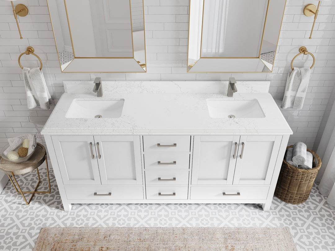 Malibu 72 in. W x 22 in. D Double Sink Bathroom Vanity