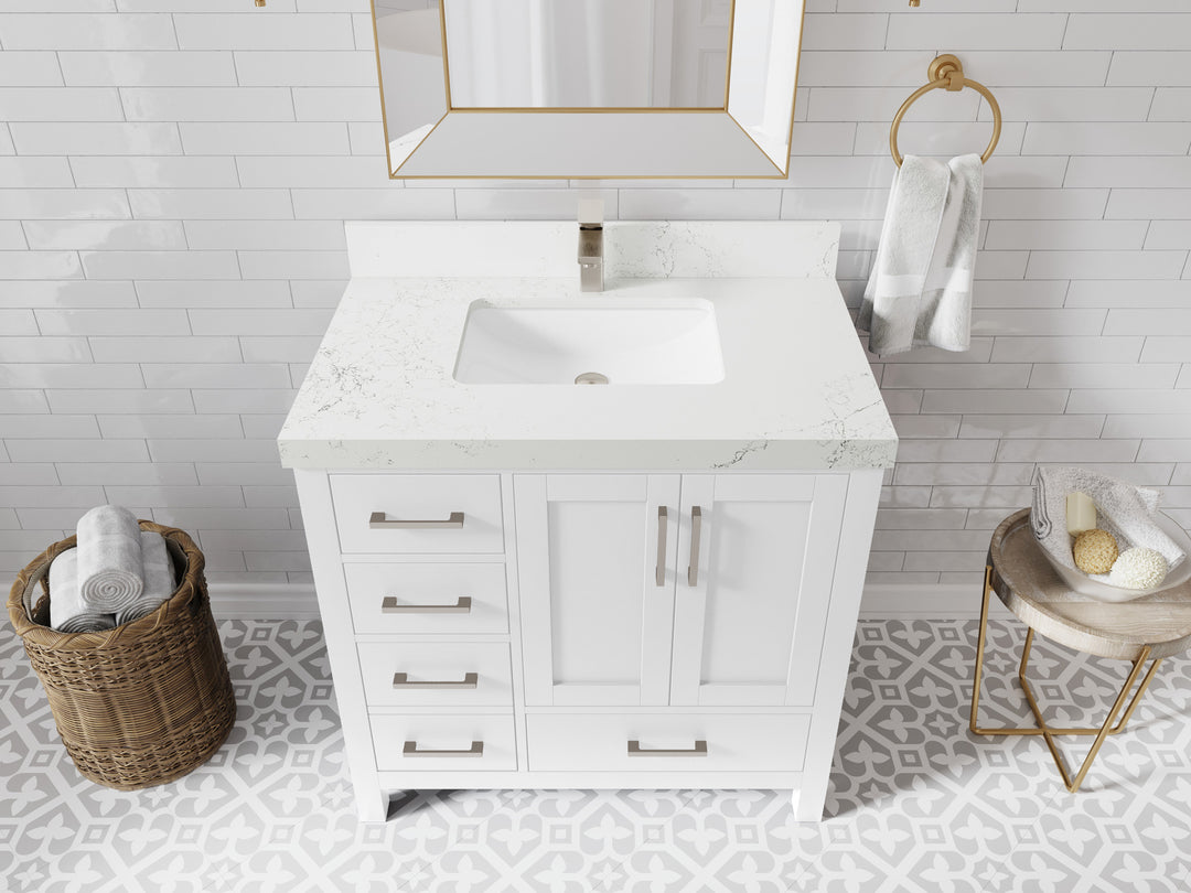 Malibu 36 in. W x 22 in. D Bathroom Vanity Center Sink 2