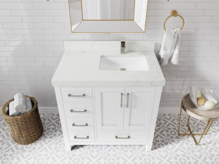 Malibu 36 in. W x 22 in. D Right Offset Sink Bathroom Vanity - photo 34