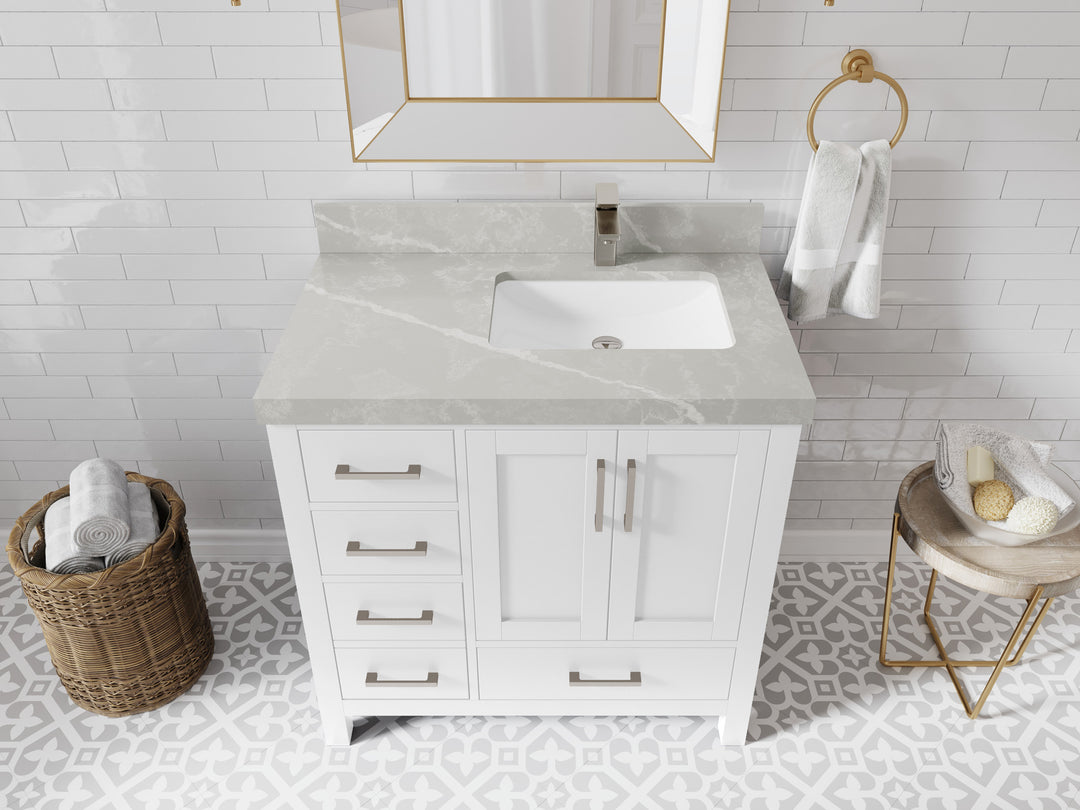Malibu 36 in. W x 22 in. D Right Offset Sink Bathroom Vanity