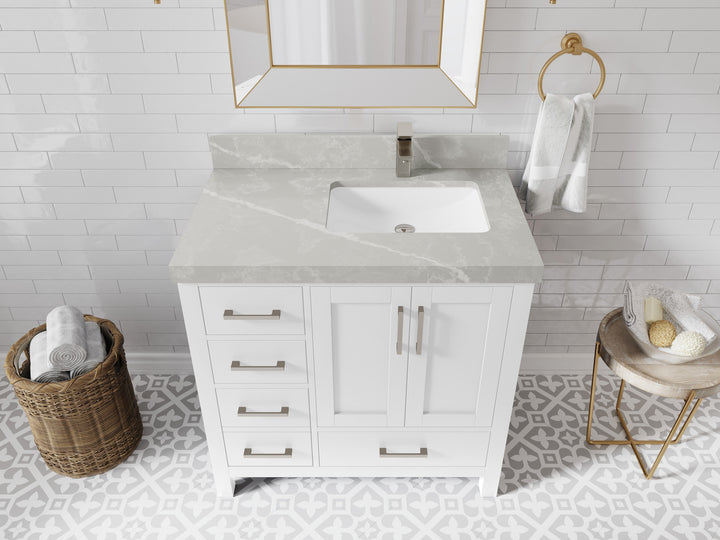 Malibu 36 in. W x 22 in. D Right Offset Sink Bathroom Vanity - photo 36
