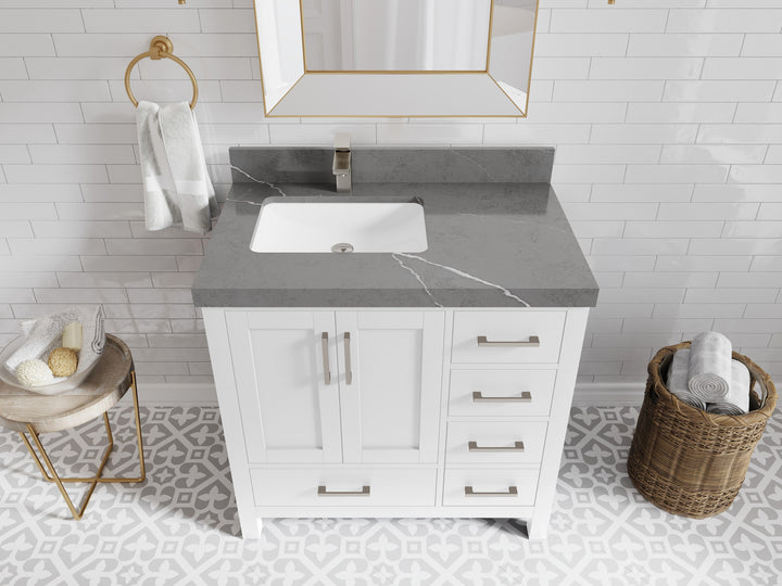 Malibu 36 in. W x 22 in. D Left Offset Sink Bathroom Vanity - photo 32