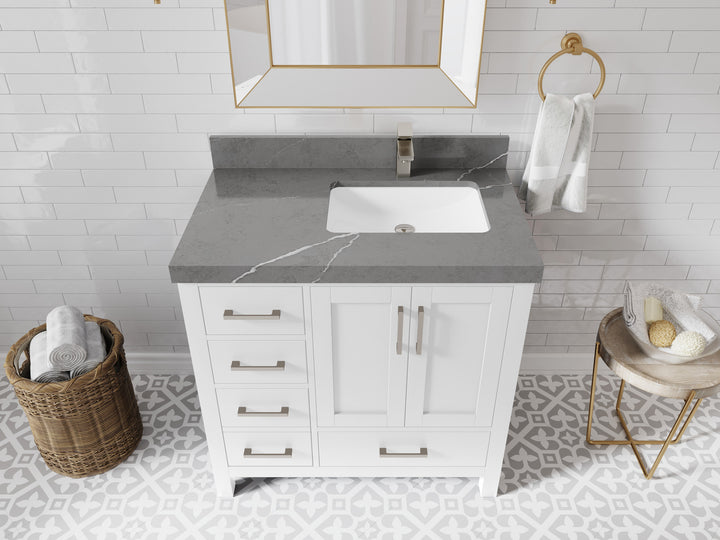 Malibu 36 in. W x 22 in. D Right Offset Sink Bathroom Vanity - photo 38