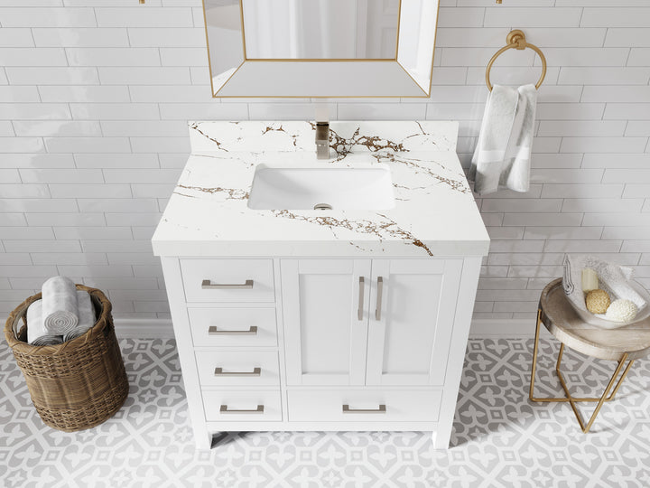 Malibu 36 in. W x 22 in. D Bathroom Vanity Center Sink 2 - photo 44