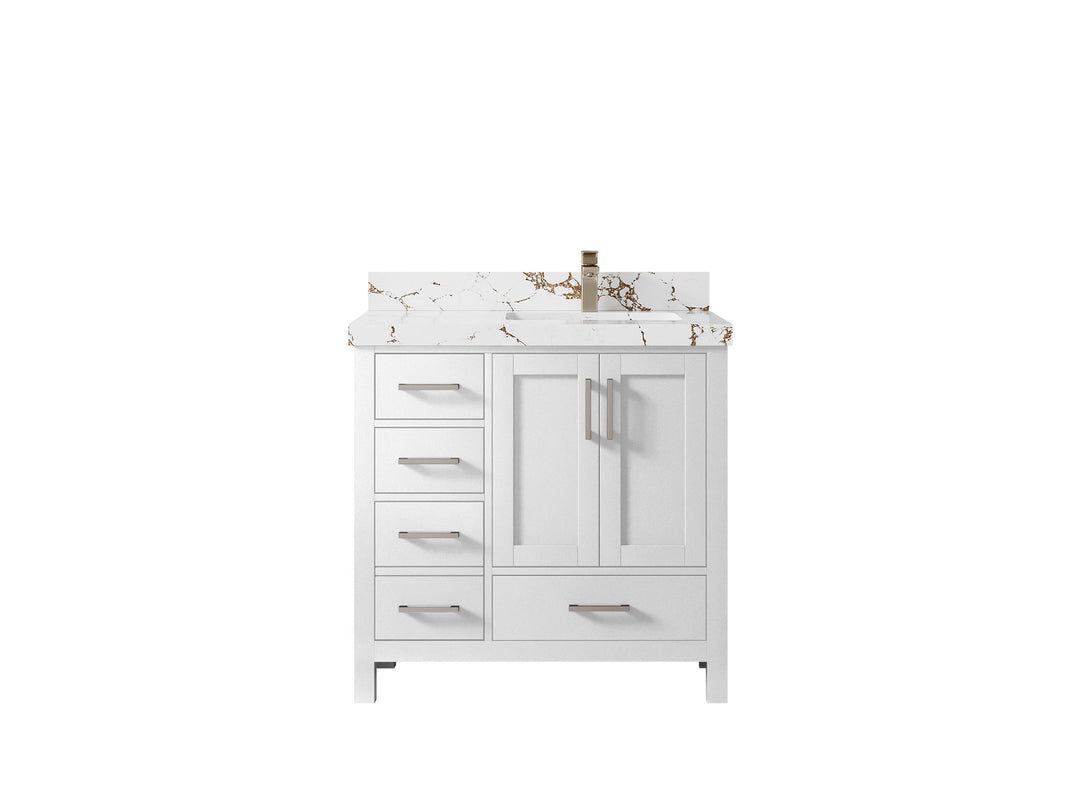 Malibu 36 in. W x 22 in. D Right Offset Sink Bathroom Vanity