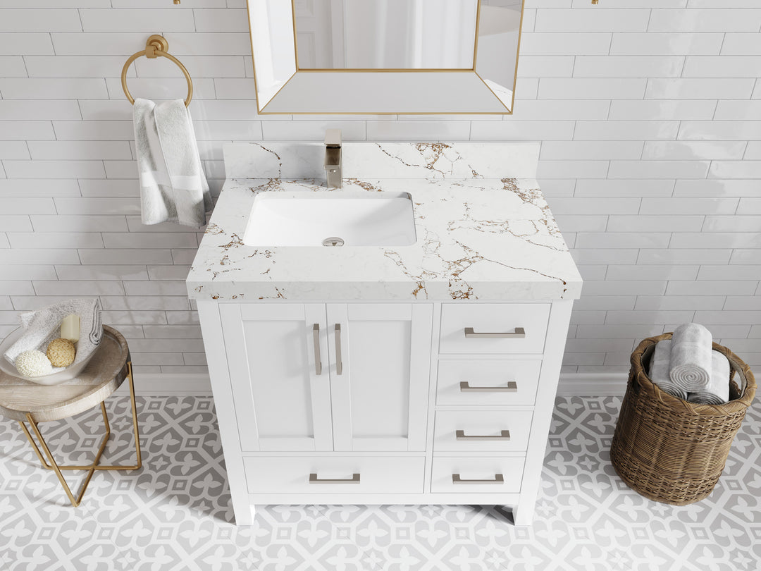 Malibu 36 in. W x 22 in. D Left Offset Sink Bathroom Vanity