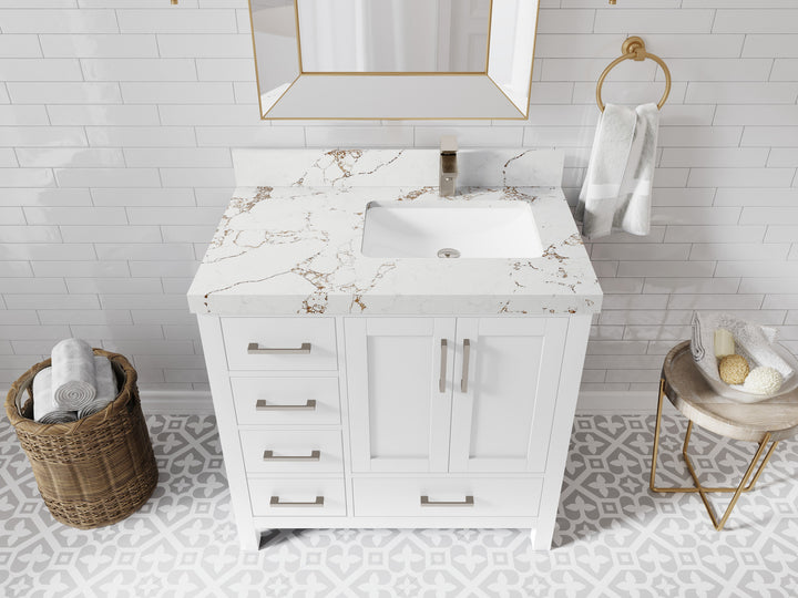 Malibu 36 in. W x 22 in. D Right Offset Sink Bathroom Vanity - photo 42