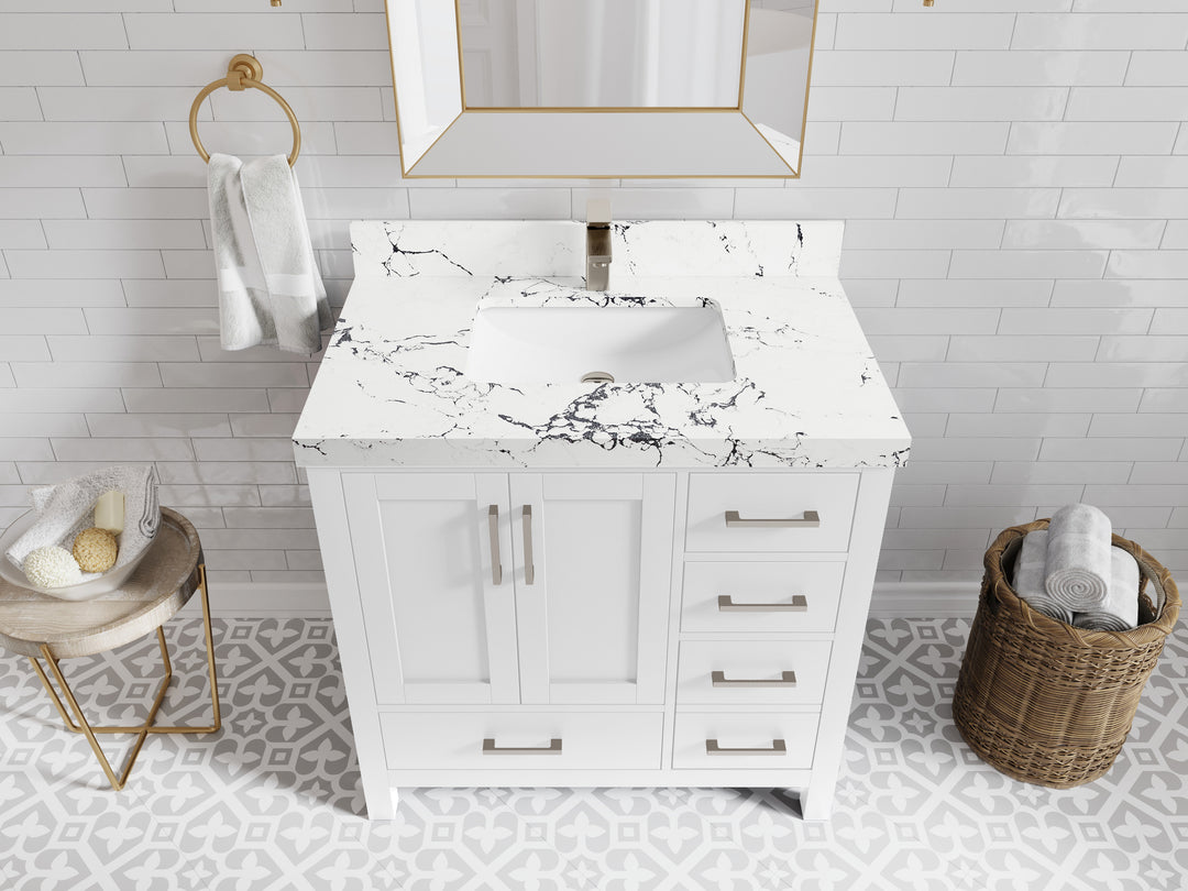Malibu 36 in. W x 22 in. D Bathroom Vanity Center Sink