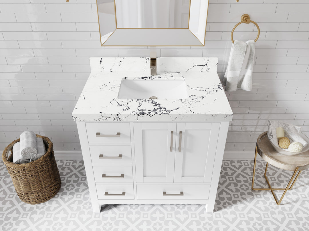 Malibu 36 in. W x 22 in. D Bathroom Vanity Center Sink 2