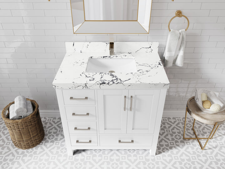 Malibu 36 in. W x 22 in. D Bathroom Vanity Center Sink 2 - photo 38