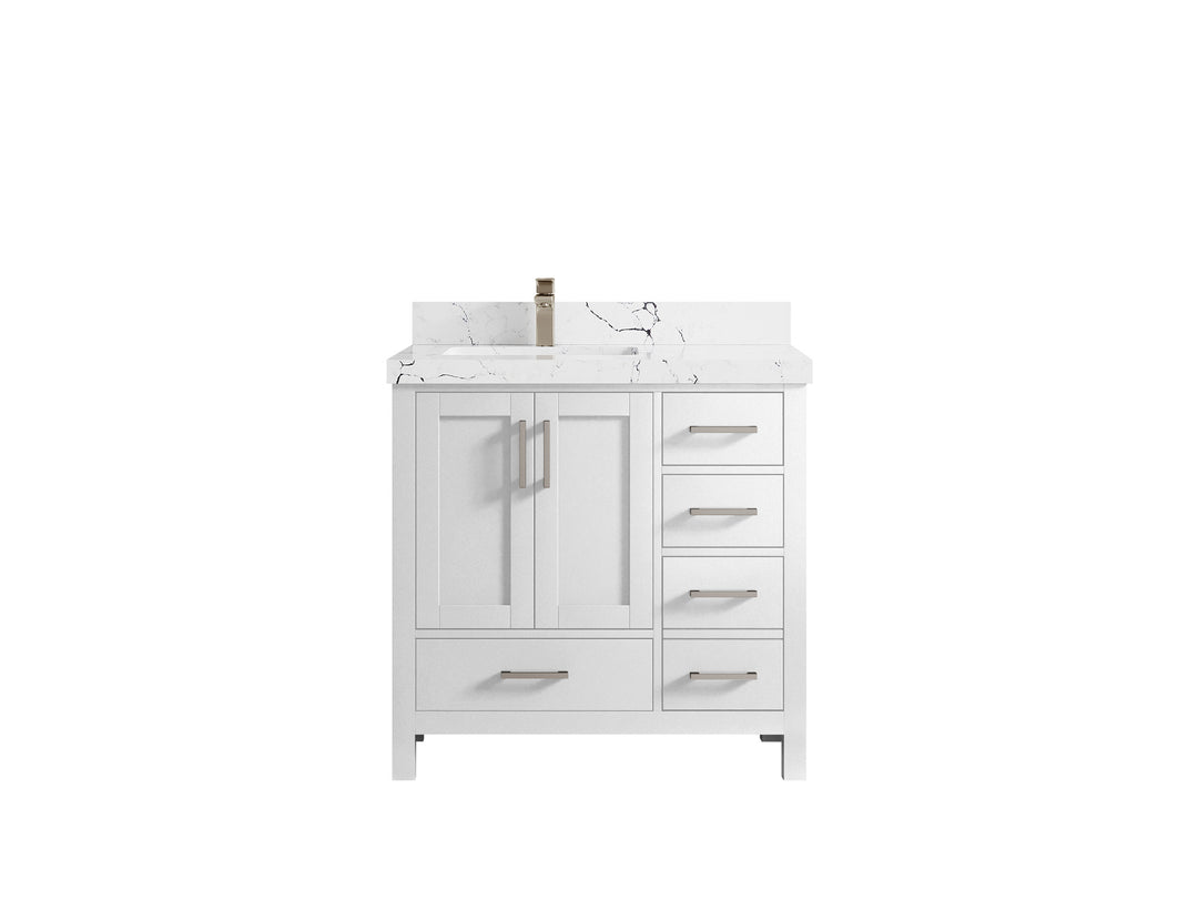 Malibu 36 in. W x 22 in. D Left Offset Sink Bathroom Vanity