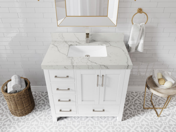 Malibu 36 in. W x 22 in. D Bathroom Vanity Center Sink 2 - photo 40