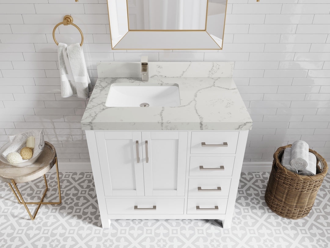 Malibu 36 in. W x 22 in. D Left Offset Sink Bathroom Vanity
