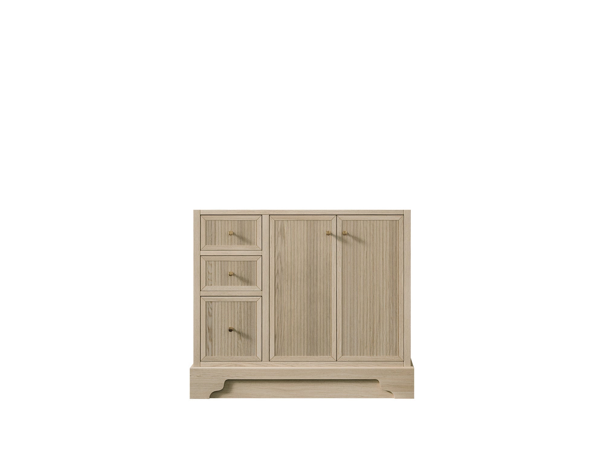 Manhattan Oak 36 in. W x 22 in. D Right Offset Sink Bathroom Vanity in Nordic White - Cabinet Only