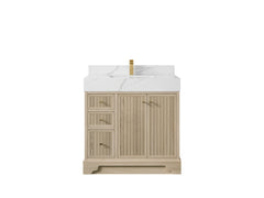 Manhattan White Oak 36 in. W x 22 in. D Center Sink Bathroom Vanity - photo 8