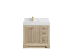 Manhattan White Oak 36 in. W x 22 in. D Left Offset Sink Bathroom Vanity - photo 6