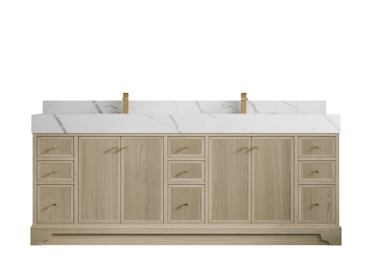 Manhattan White Oak 84 in. W x 22 in. D Double Sink Bathroom Vanity