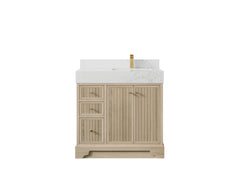 Manhattan White Oak 36 in. W x 22 in. D Right Offset Sink Bathroom Vanity - photo 7