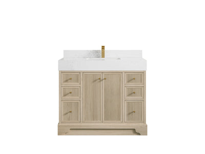 Manhattan Oak 42 in. W x 22 in. D Single Sink Bathroom Vanity in Nordic White with 5 in Empira White Quartz Countertop